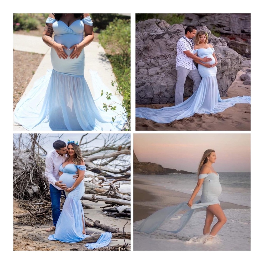 Maternity photo shoot dress in baby blue